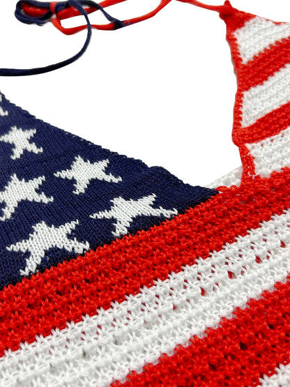 American Flag: Women's Halter Crop Cami Top