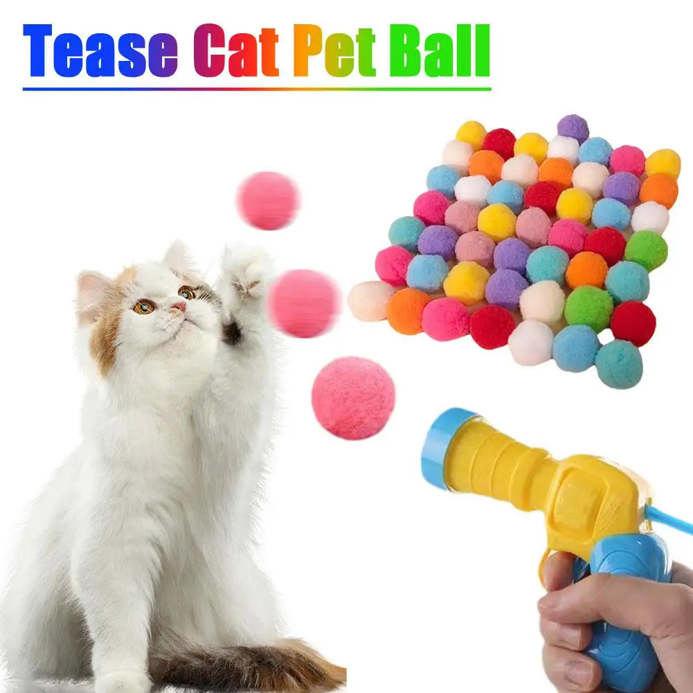 Interactive Cat Launch Toy – Plush Shooting Gun & Ball Games for Kittens & Pets