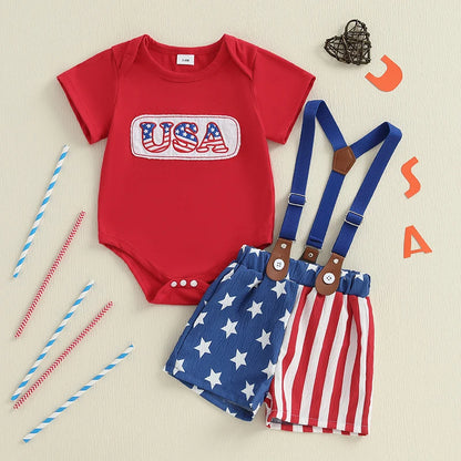 American Flag Toddler Dress Denim Outfit