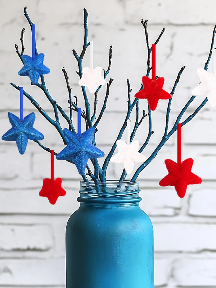 Independence Day Glitter Star Ornaments