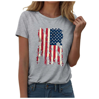 American Flag & Star T-Shirt For Women`s