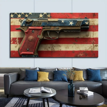 American Flag Wooden Gun Hanging Picture