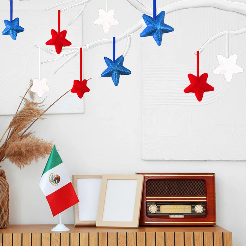 Independence Day Glitter Star Ornaments