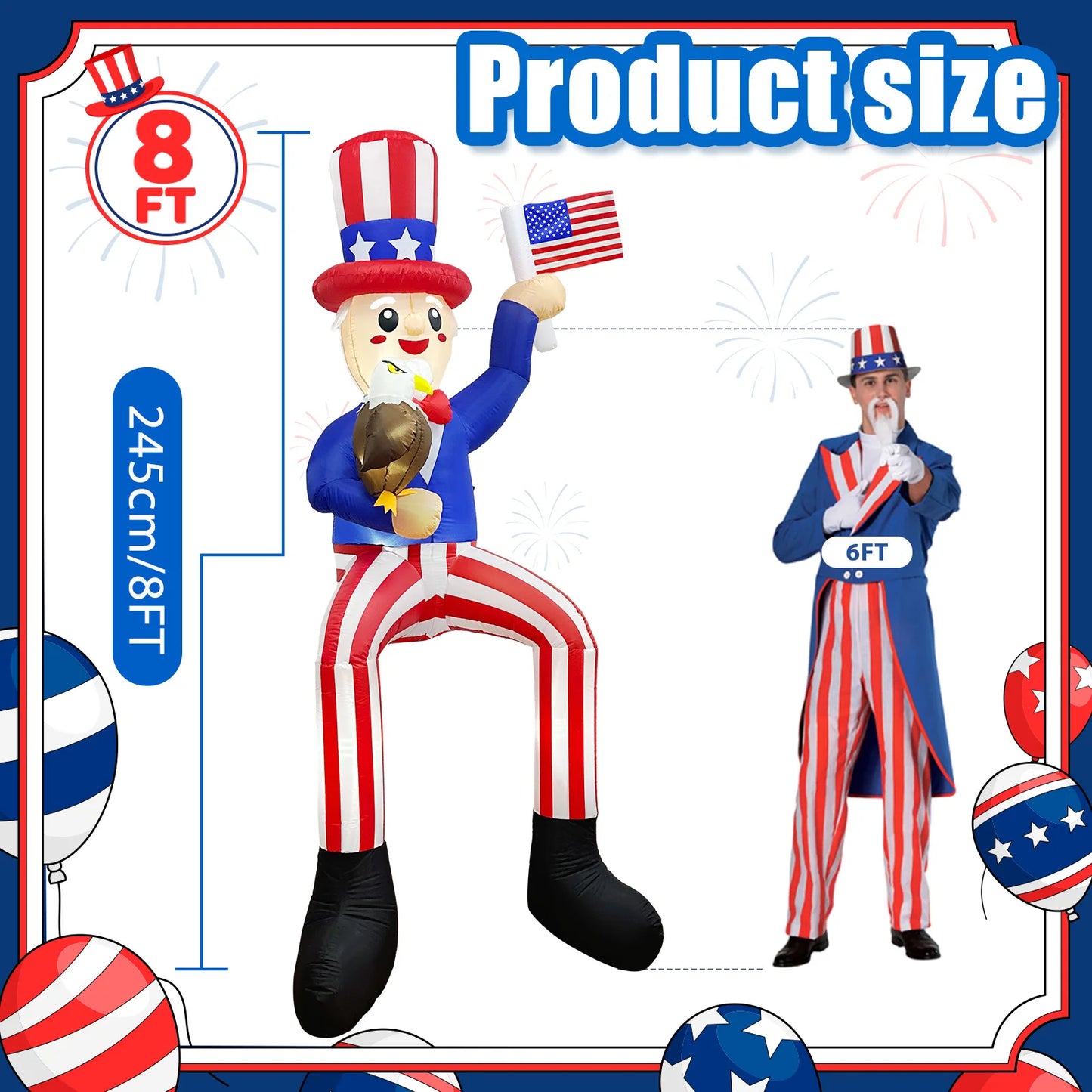 Independence Day - Uncle Sam, Eagle & Flag for Decorations