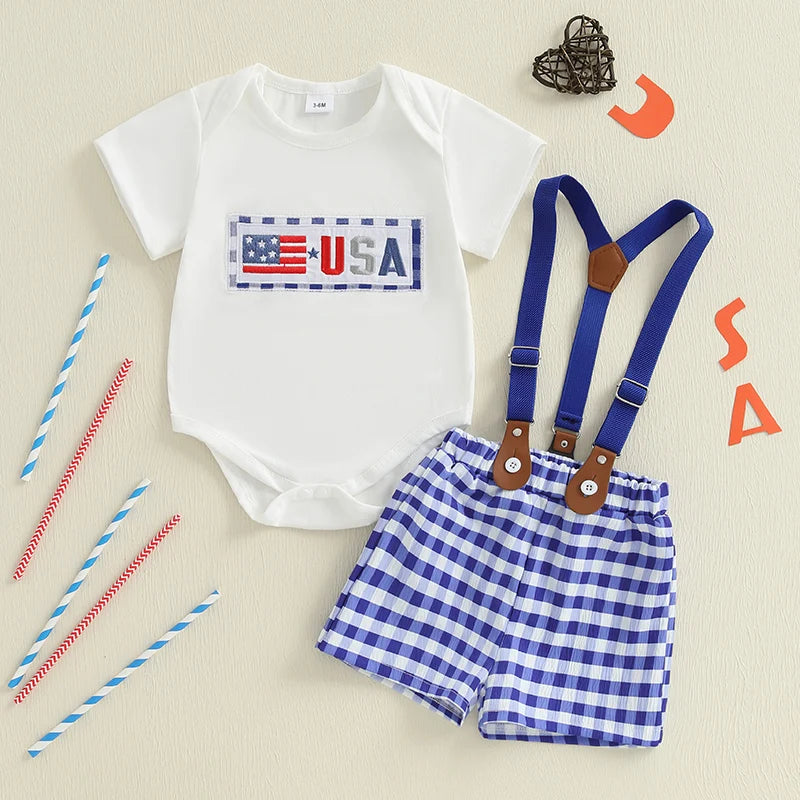 American Flag Toddler Dress Denim Outfit