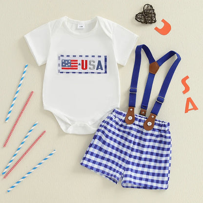 American Flag Toddler Dress Denim Outfit
