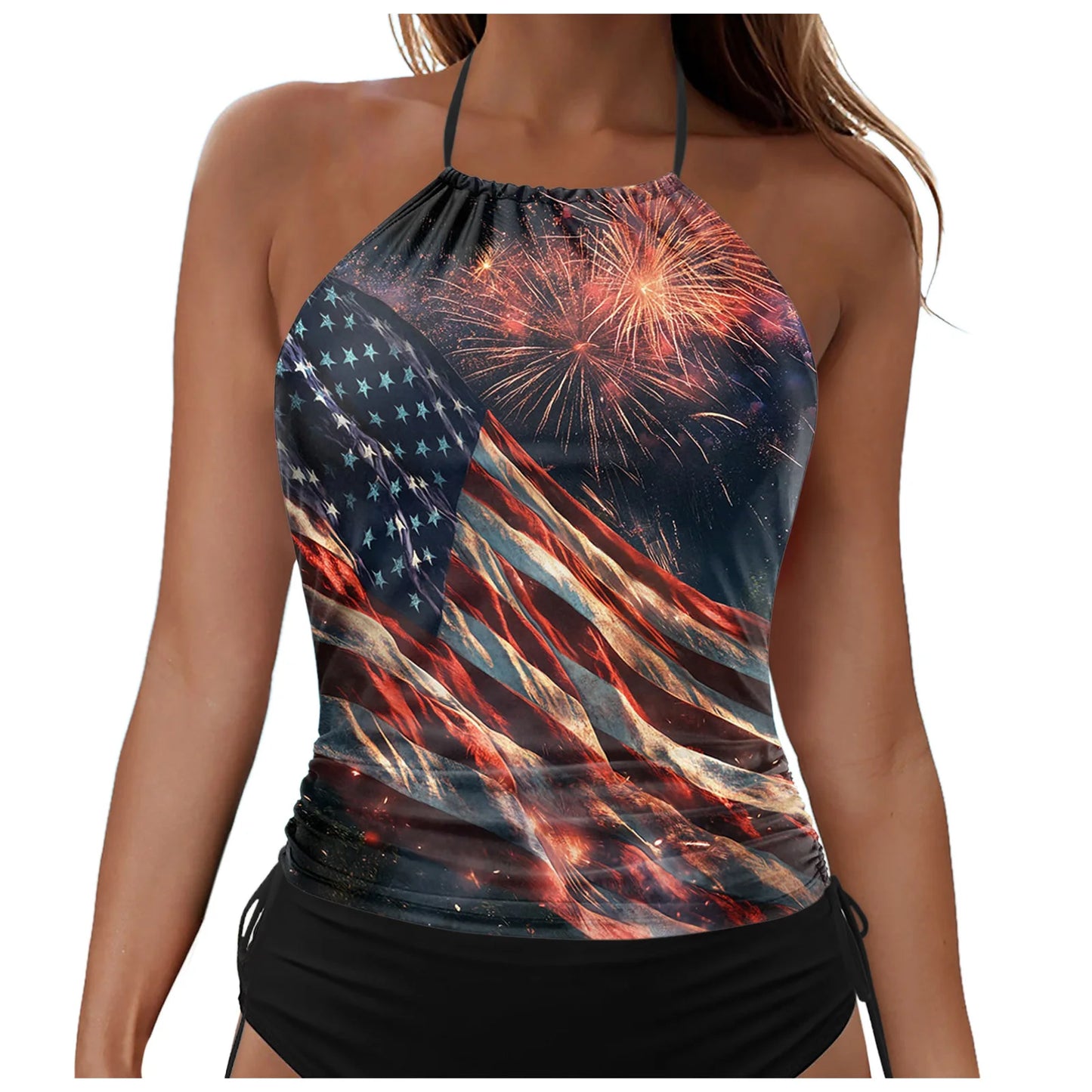 American Flag Print Women's Swimsuit/Tops
