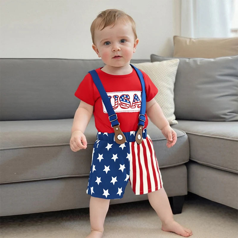 American Flag Toddler Dress Denim Outfit