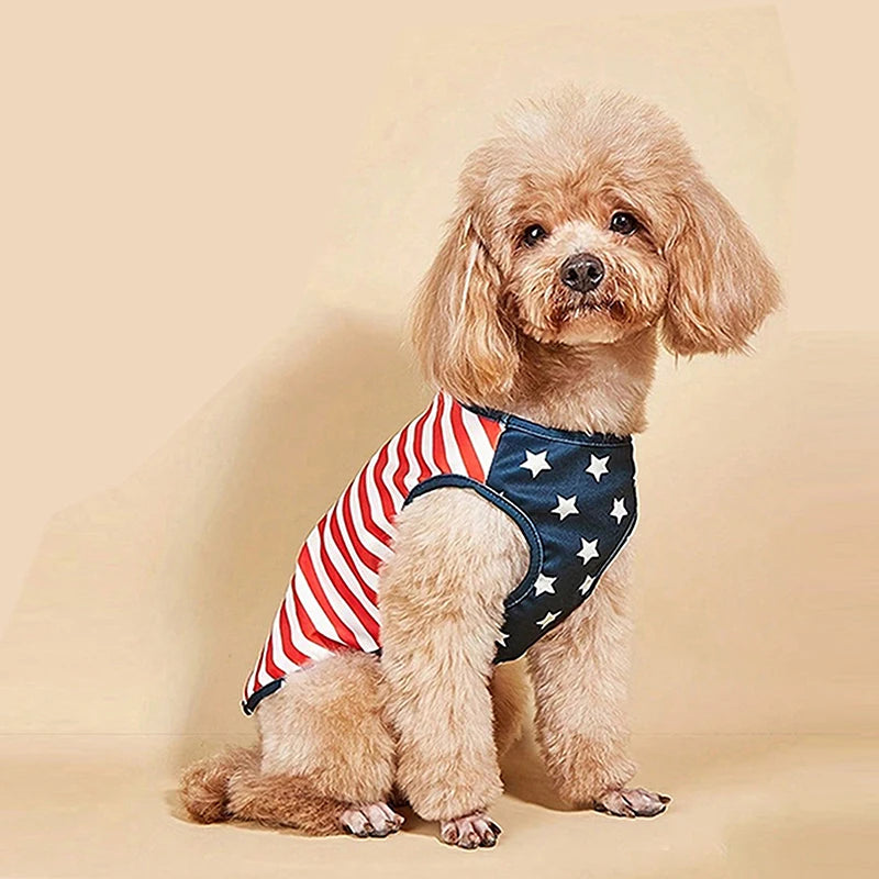 American Flag Printed Dog Bandana & Scarf Set with Adjustable Bow Tie