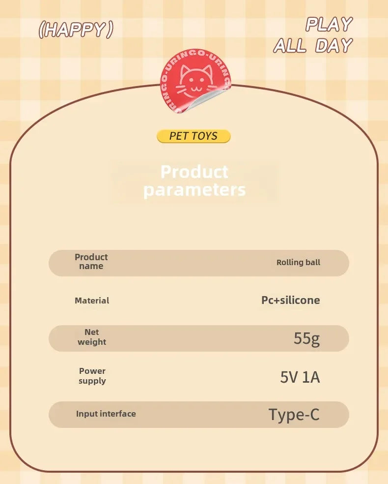 Rechargeable Electric Pet Ball Toy with Simulated Tail