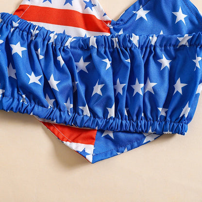 American Flag Pattern Baby Girls Outfit