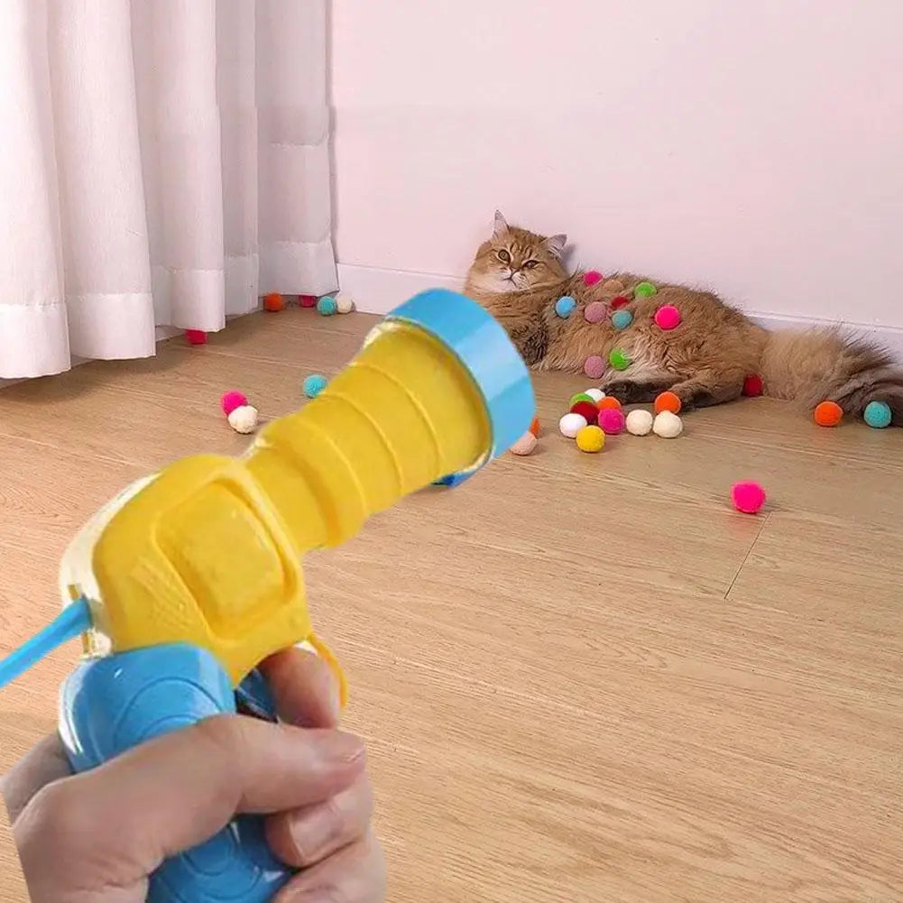 Interactive Cat Launch Toy – Plush Shooting Gun & Ball Games for Kittens & Pets