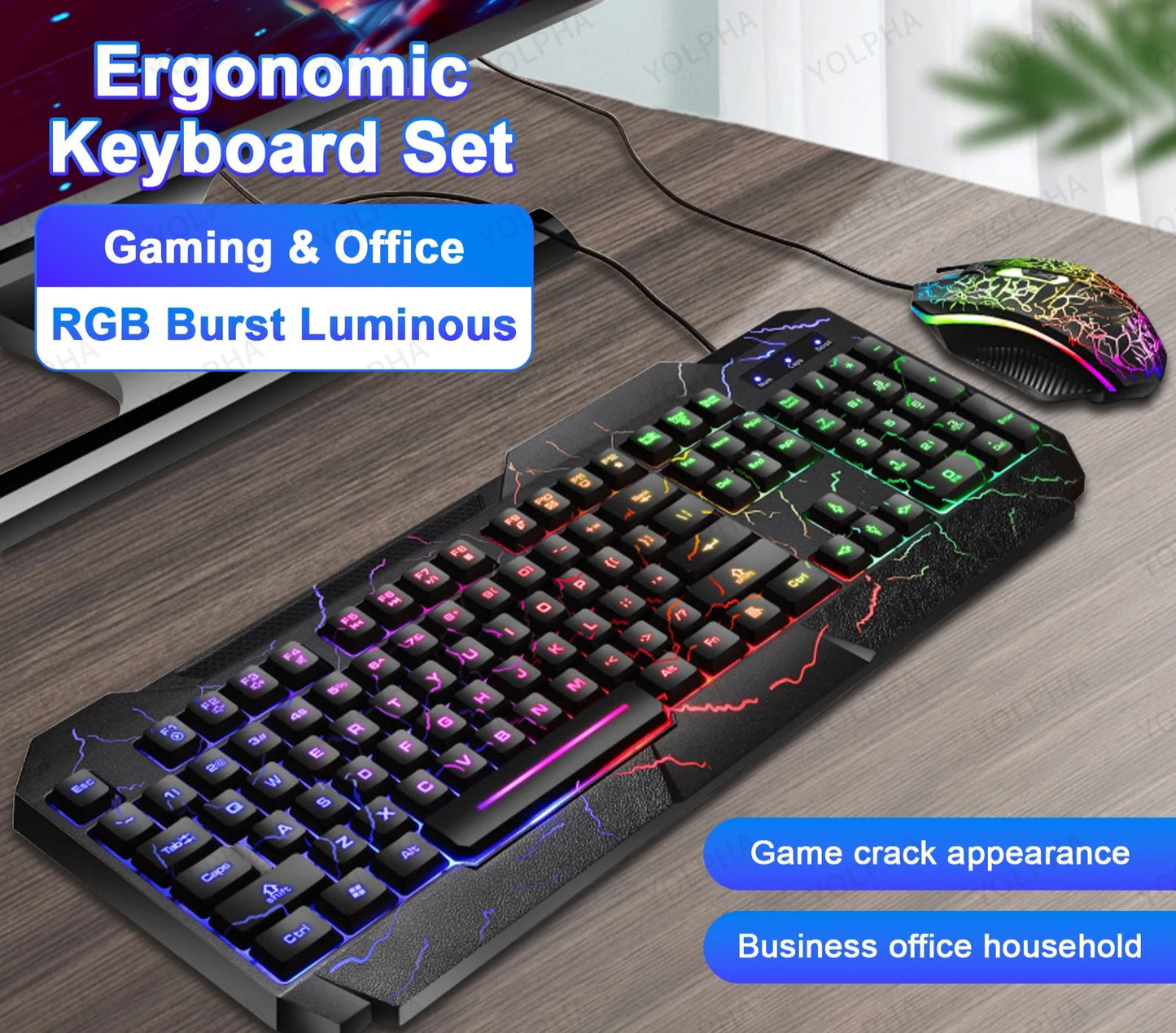 Rainbow Glow Gaming Keyboard & Mouse