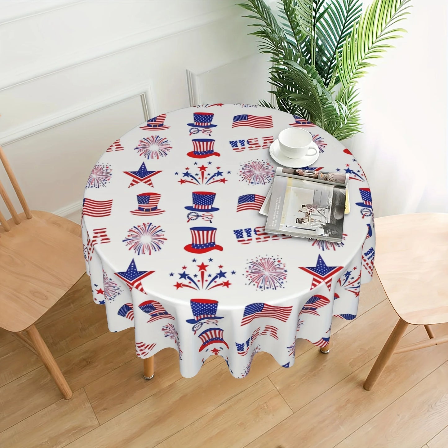 Independence Day Starry Round Tablecloth