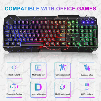 Rainbow Glow Gaming Keyboard & Mouse