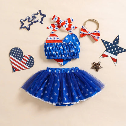 American Flag Pattern Baby Girls Outfit