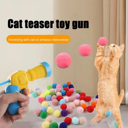 Interactive Cat Launch Toy – Plush Shooting Gun & Ball Games for Kittens & Pets
