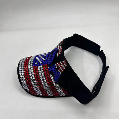 Patriotic Rhinestone Sun Visor for Women