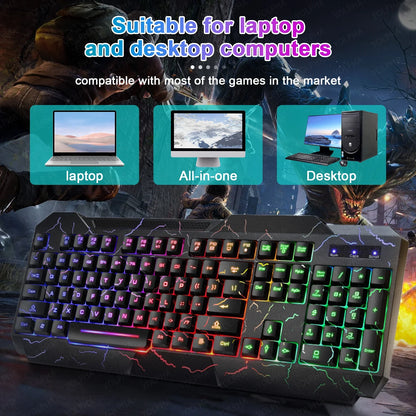 Rainbow Glow Gaming Keyboard & Mouse