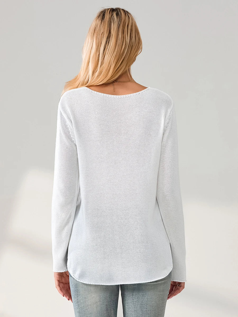 American Flag Print - Women's Loose Fit Sweater