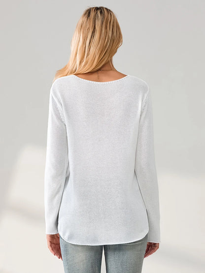 American Flag Print - Women's Loose Fit Sweater