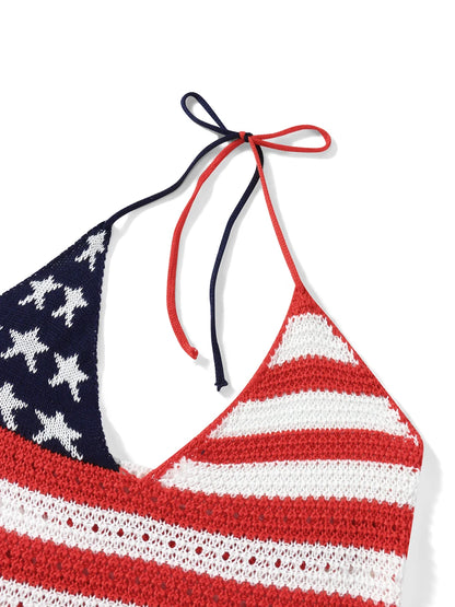 American Flag: Women's Halter Crop Cami Top