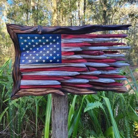 Wooden American Flag Pendant